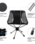 SILLA PLEGABLE DE CAMPING IUNIK – LIGERA, RESISTENTE Y ROTACIÓN DE 360º