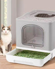 CAJA DE ARENA PLEGABLE PARA GATOS – GRANDE, CERRADA Y FÁCIL DE LIMPIAR
