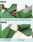 Colchoneta de camping con inflador de pie integrado – Comodidad y portabilidad
