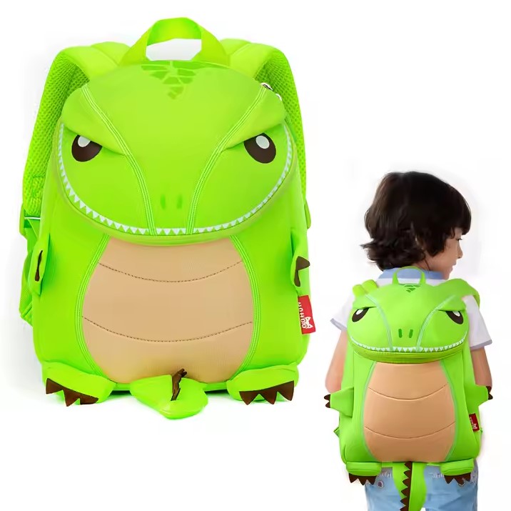 MOCHILA INFANTIL TIRANOSAURIO GRANDE NARANJA – IMPERMEABLE Y DIVERTIDA