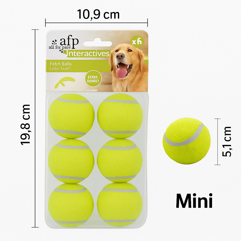 Pelotas de tenis para perro pack X6 – Rebote, diversión y resistencia