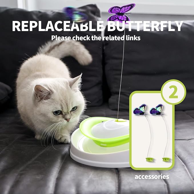 Juguete interactivo para gato con mariposa y pelota giratoria – Diversión 360° garantizada