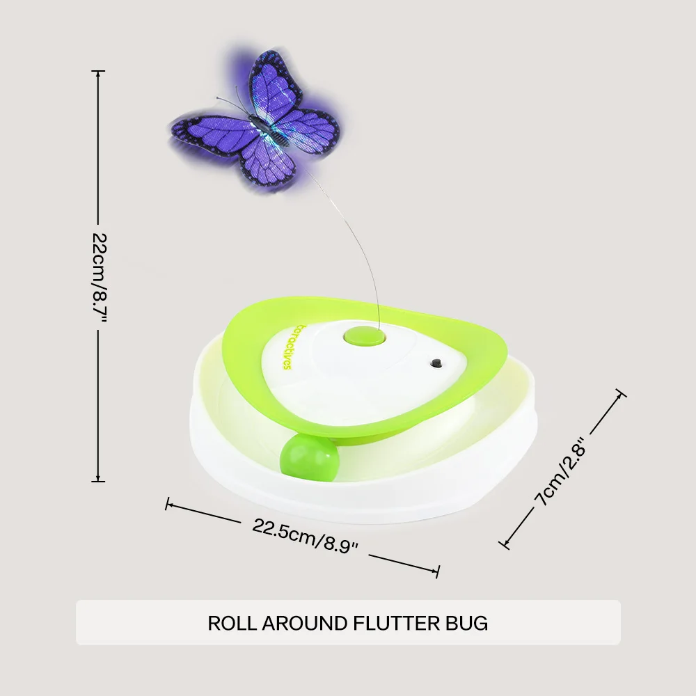 Juguete interactivo para gato con mariposa y pelota giratoria – Diversión 360° garantizada