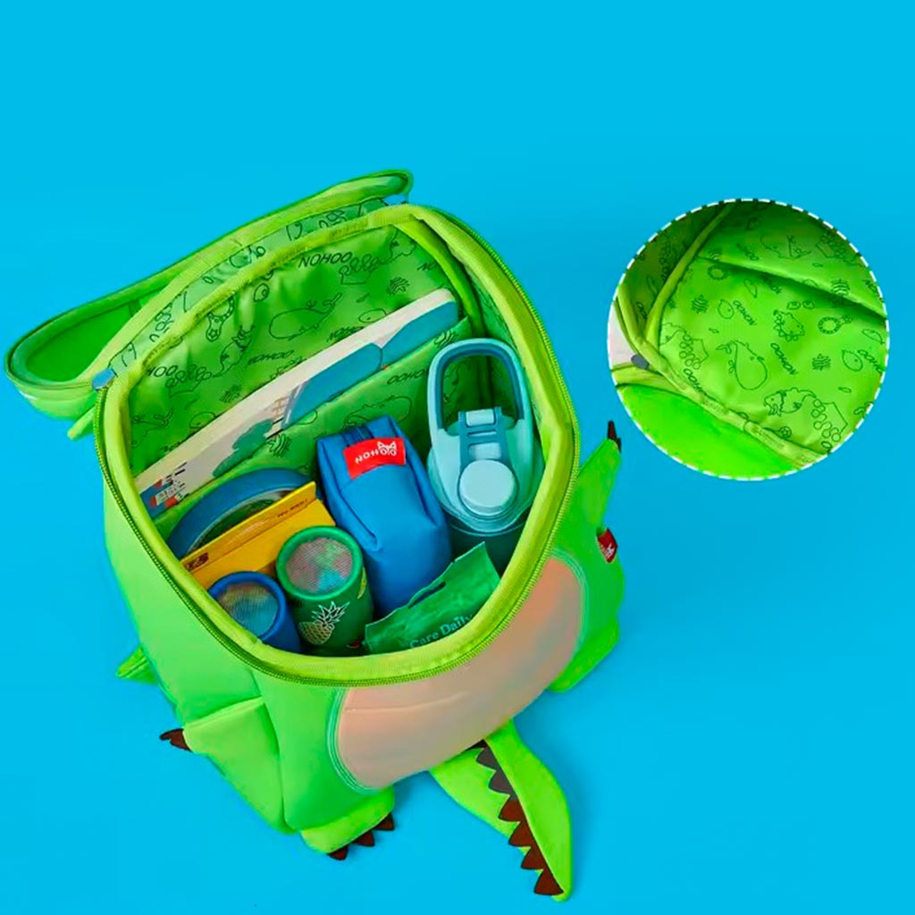 MOCHILA INFANTIL TIRANOSAURIO GRANDE NARANJA – IMPERMEABLE Y DIVERTIDA