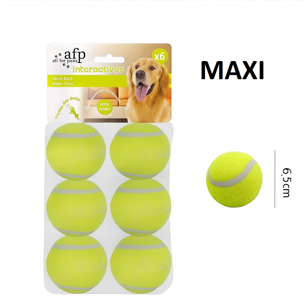 Pelotas de tenis para perro mediana/grande pack X6 – Rebote, diversión y resistencia